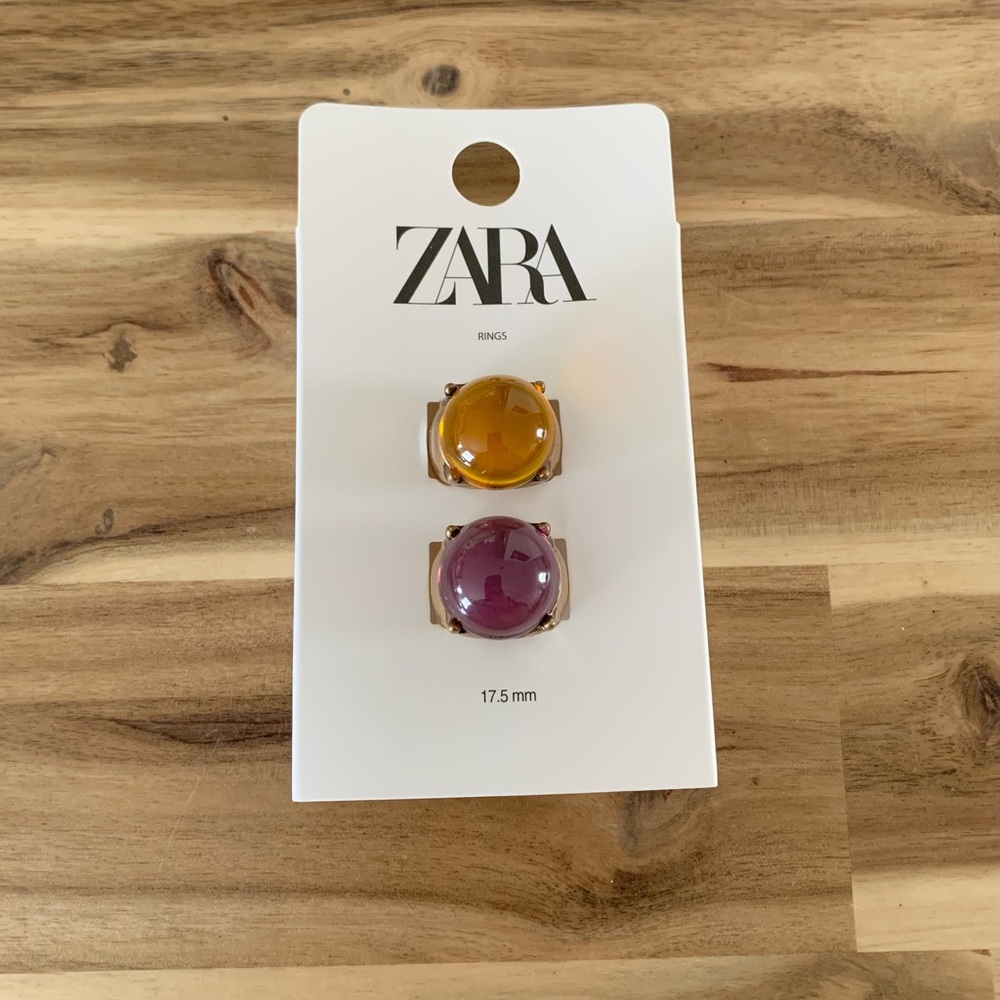 Zara 2 pack resin ring set Size 7/ 17.5cm NWT